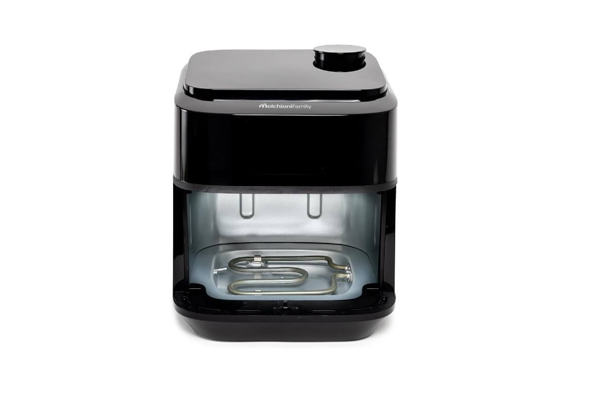 title="Interno in acciaio della friggitrice ad aria Melchioni Chiara, facile da pulire e resistente all’usura" Friggitrice ad aria con doppia resistenza Melchioni Chiara, interno in acciaio facile da pulire